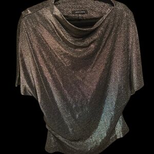 JUDITH AND CHARLES METALLIC DRAPED Silver Shimmer TOP